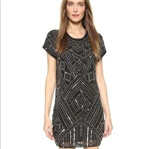 Parker Topaz Beaded Sequin Dress Black XS